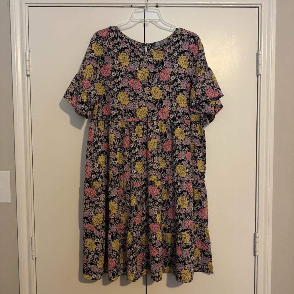Good Luck Gem Floral Dress - Pink, Yellow, Navy